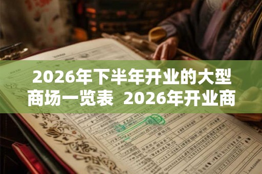 2026年下半年开业的大型商场一览表 2026年开业商场 2026年下半年开业的大型商场一览表 2026年开业商场