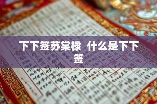下下签苏棠棣  什么是下下签
