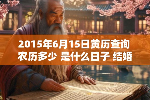 2015年6月15日黄历查询 农历多少 是什么日子 结婚吉时
