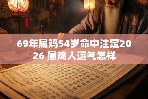 69年属鸡54岁命中注定2026 属鸡人运气怎样