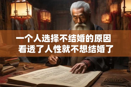 一个人选择不结婚的原因  看透了人性就不想结婚了