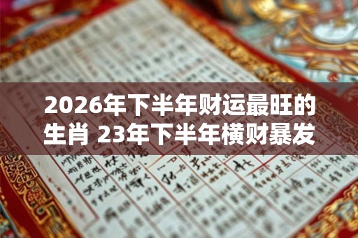 2026年下半年财运最旺的生肖 23年下半年横财暴发生肖