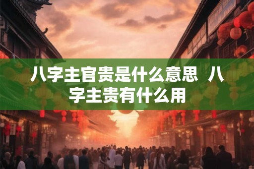 八字主官贵是什么意思  八字主贵有什么用