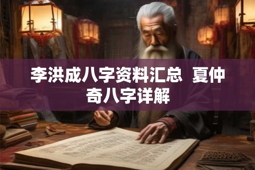 李洪成八字资料汇总  夏仲奇八字详解