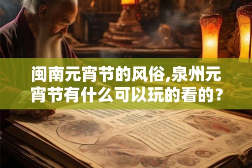 闽南元宵节的风俗,泉州元宵节有什么可以玩的看的？