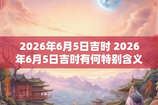 2026年6月5日吉时 2026年6月5日吉时有何特别含义