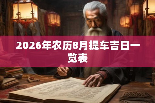 2026年农历8月提车吉日一览表