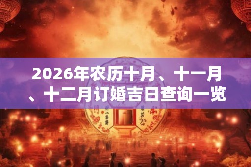 2026年农历十月、十一月、十二月订婚吉日查询一览表！