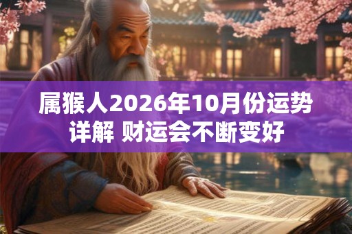 属猴人2026年10月份运势详解 财运会不断变好 属猴人2026年10月份运势详解 财运会不断变好