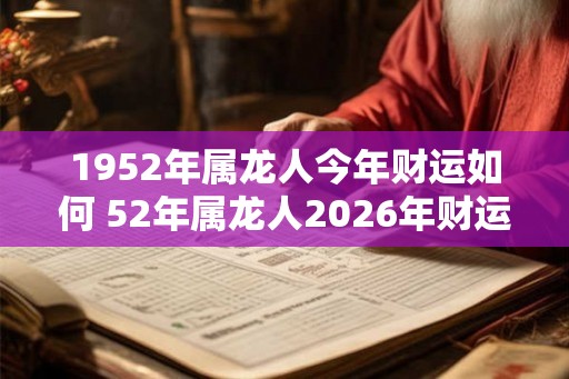 1952年属龙人今年财运如何 52年属龙人2026年财运走向
