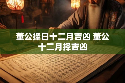 董公择日十二月吉凶 董公十二月择吉凶
