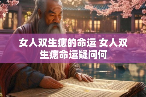 女人双生痣的命运 女人双生痣命运疑问何