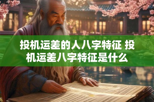 投机运差的人八字特征 投机运差八字特征是什么