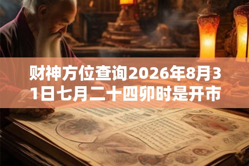 财神方位查询2026年8月31日七月二十四卯时是开市吉时