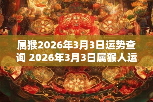 属猴2026年3月3日运势查询 2026年3月3日属猴人运势好吗