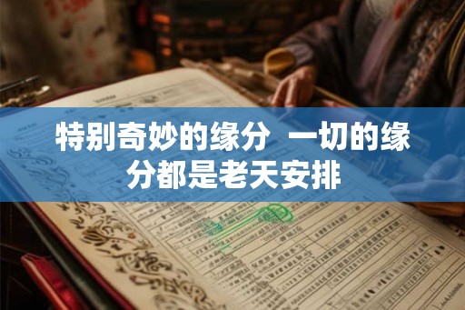特别奇妙的缘分  一切的缘分都是老天安排