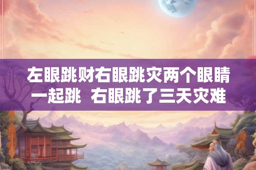 左眼跳财右眼跳灾两个眼睛一起跳  右眼跳了三天灾难来了