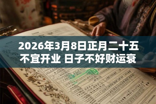 2026年3月8日正月二十五不宜开业 日子不好财运衰弱 2026年3月8日正月二十五不宜开业 日子不好财运衰弱