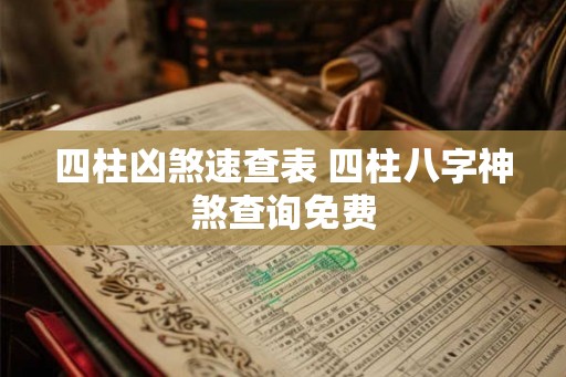 四柱凶煞速查表 四柱八字神煞查询免费