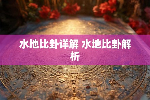 水地比卦详解 水地比卦解析