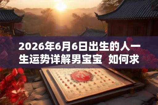 2026年6月6日出生的人一生运势详解男宝宝  如何求财