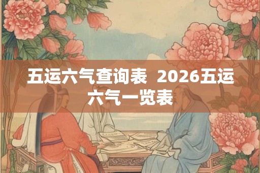 五运六气查询表  2026五运六气一览表