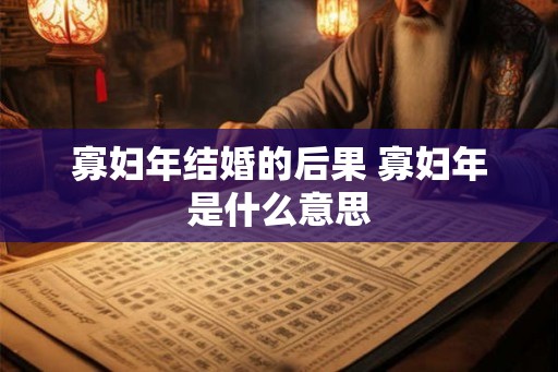 寡妇年结婚的后果 寡妇年是什么意思