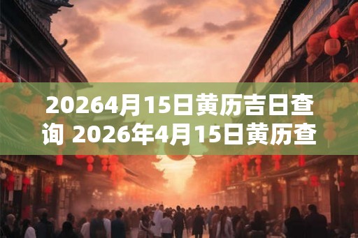 20264月15日黄历吉日查询 2026年4月15日黄历查询吉日吗