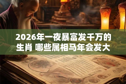 2026年一夜暴富发千万的生肖 哪些属相马年会发大财 2026年一夜暴富发千万的生肖 哪些属相马年会发大财