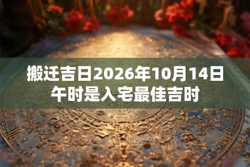 搬迁吉日2026年10月14日午时是入宅最佳吉时