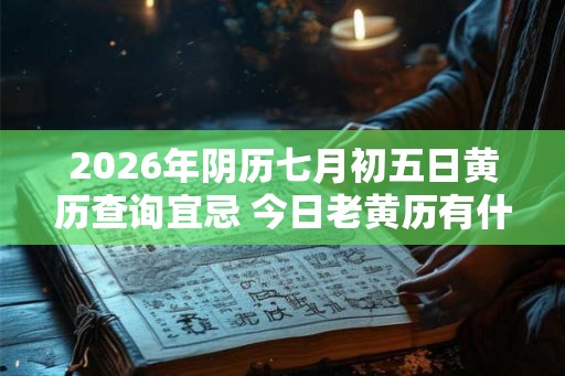 2026年阴历七月初五日黄历查询宜忌 今日老黄历有什么宜忌