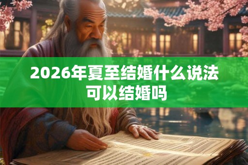 2026年夏至结婚什么说法 可以结婚吗