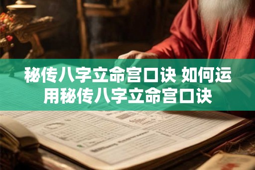 秘传八字立命宫口诀 如何运用秘传八字立命宫口诀
