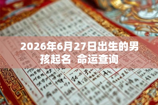 2026年6月27日出生的男孩起名  命运查询