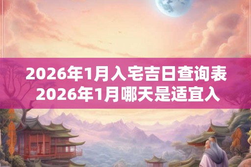 2026年1月入宅吉日查询表 2026年1月哪天是适宜入宅的吉日 2026年1月入宅吉日查询表 2026年1月哪天是适宜入宅的吉日