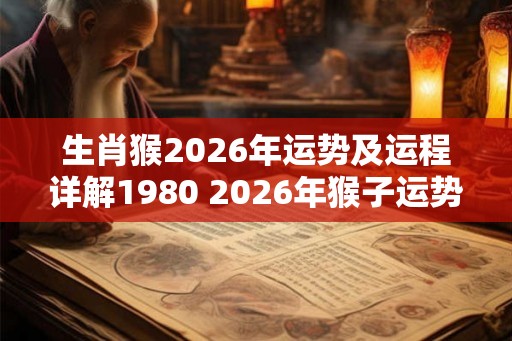 生肖猴2026年运势及运程详解1980 2026年猴子运势如何
