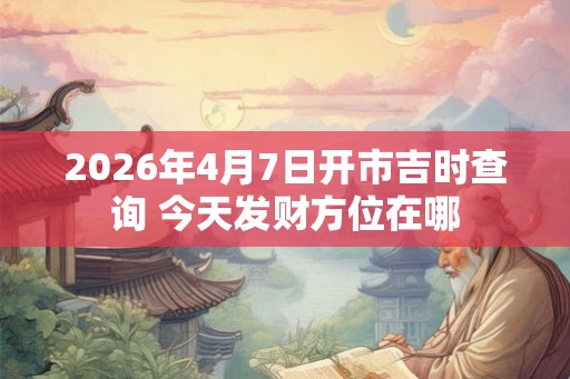 2026年4月7日开市吉时查询 今天发财方位在哪 2026年4月7日开市吉时查询 今天发财方位在哪