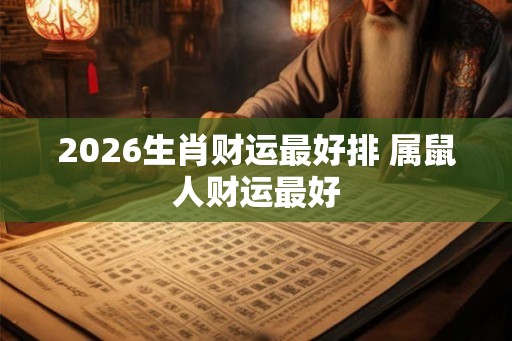 2026生肖财运最好排 属鼠人财运最好