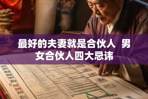 最好的夫妻就是合伙人  男女合伙人四大忌讳
