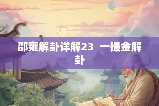 邵雍解卦详解23  一撮金解卦