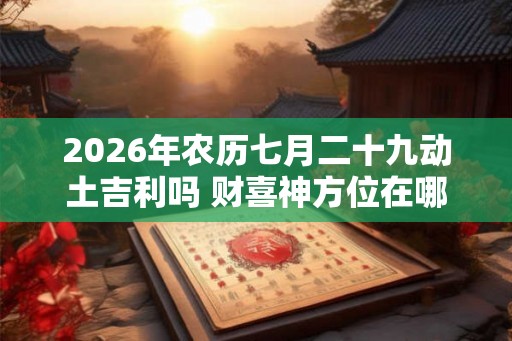 2026年农历七月二十九动土吉利吗 财喜神方位在哪