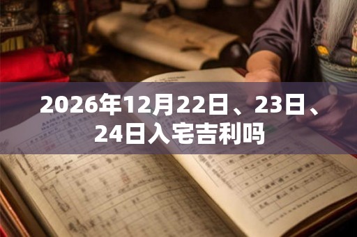 2026年12月22日、23日、24日入宅吉利吗