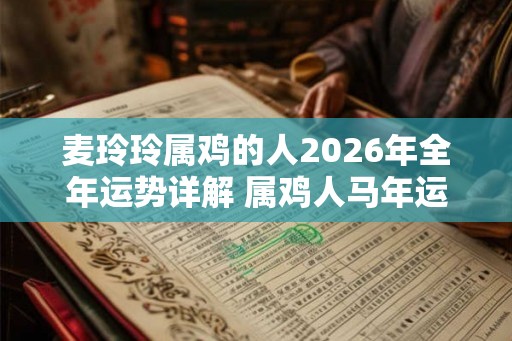 麦玲玲属鸡的人2026年全年运势详解 属鸡人马年运程及每月运势