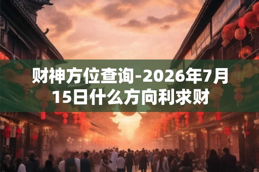 财神方位查询-2026年7月15日什么方向利求财 财神方位查询-2026年7月15日什么方向利求财