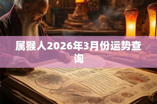 属猴人2026年3月份运势查询
