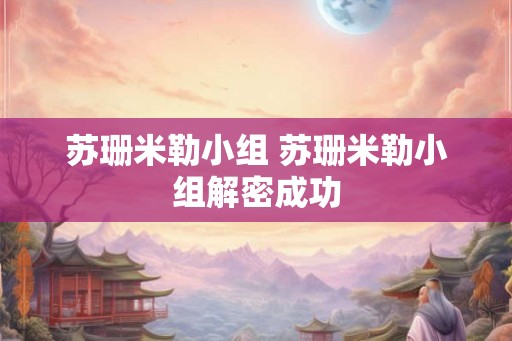 苏珊米勒小组 苏珊米勒小组解密成功