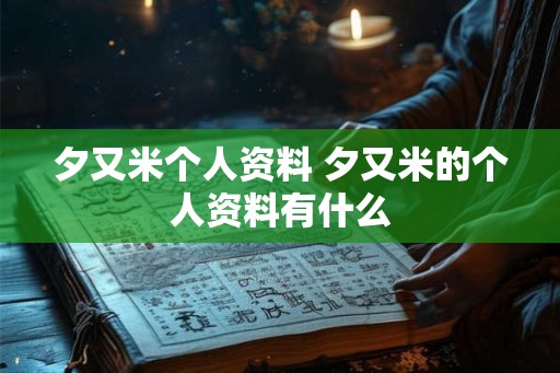 夕又米个人资料 夕又米的个人资料有什么