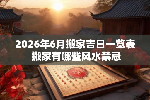 2026年6月搬家吉日一览表 搬家有哪些风水禁忌