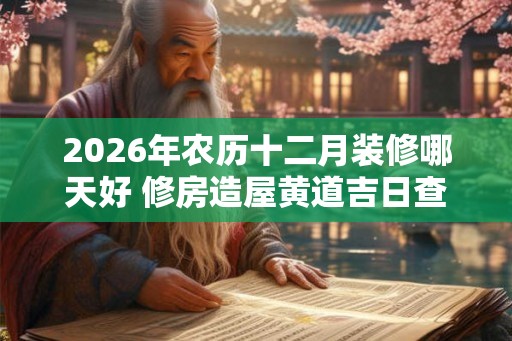 2026年农历十二月装修哪天好 修房造屋黄道吉日查询
