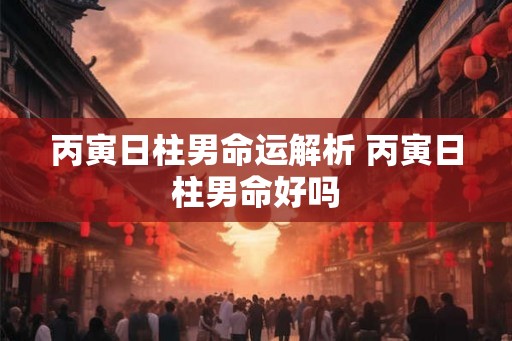 丙寅日柱男命运解析 丙寅日柱男命好吗